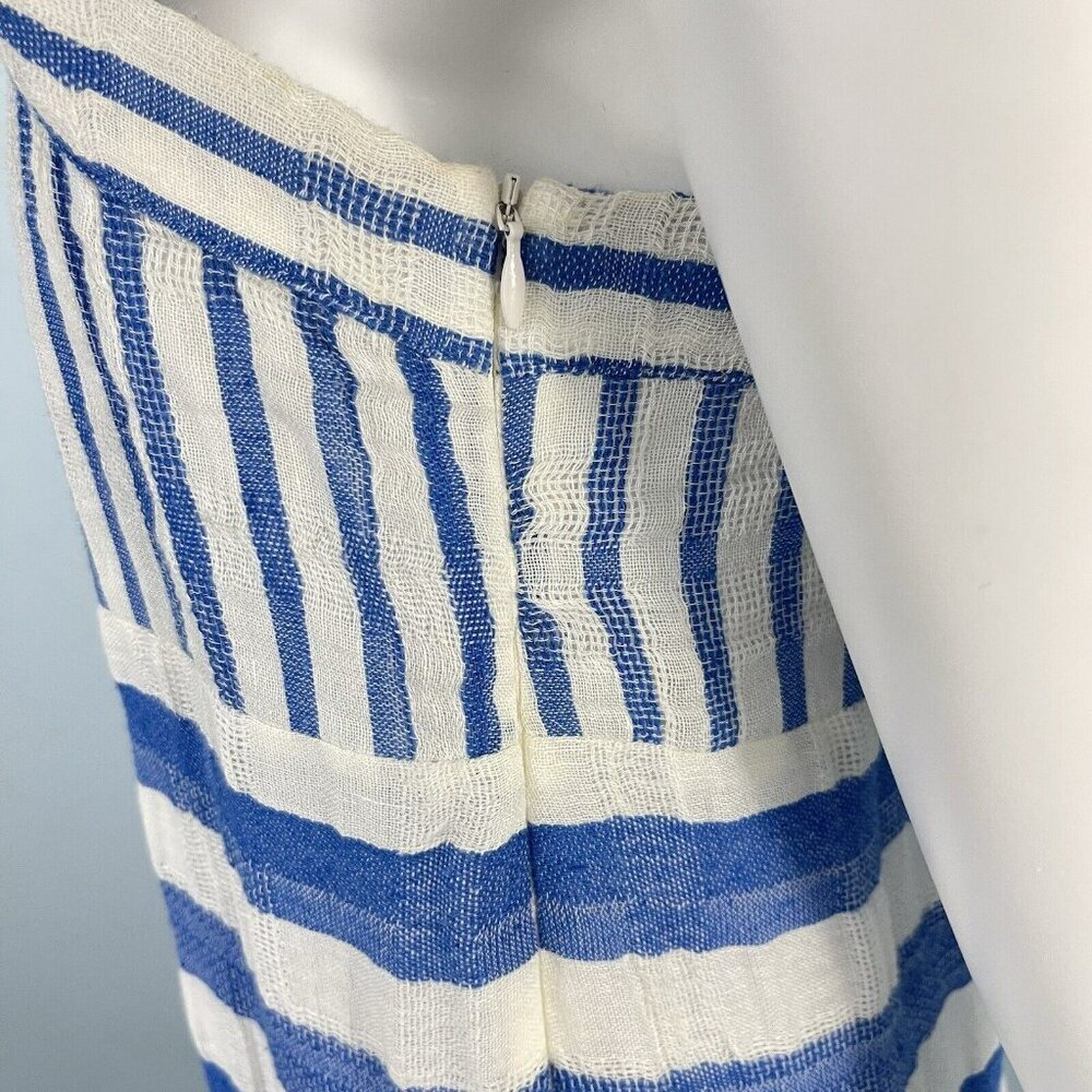 Warm Biscay Square Neck Gauze Striped Midi Dress Size 1 / Small Coastal Resort - Picture 7 of 16